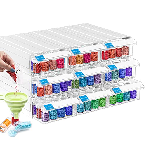 Image of ARTDOT 9-Pack Interlocking Storage Containers for Diamond Art Kits for Adults, 288 Slots Storage Box for Diamond Painting Accessories and Tools