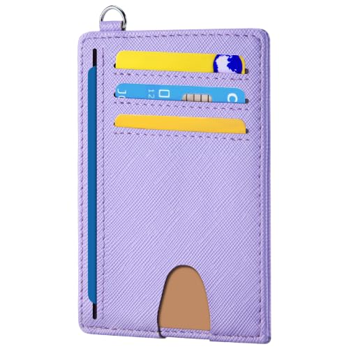 Image of Mayski Slim Wallet, Credit Card Holder for Women, Minimalist Front Pocket RFID Blocking Card Cases, Small Wallet Women Men(Cross Light Purple)