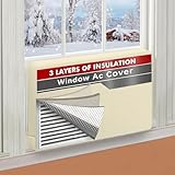 Air Conditioner Covers for Inside 21' W x 15' H x 3.5' D, Windproof and Waterproof 3 Layers Insulation Window Air Conditioner Cover with Aluminum Foil and 2mm Foam, Beige