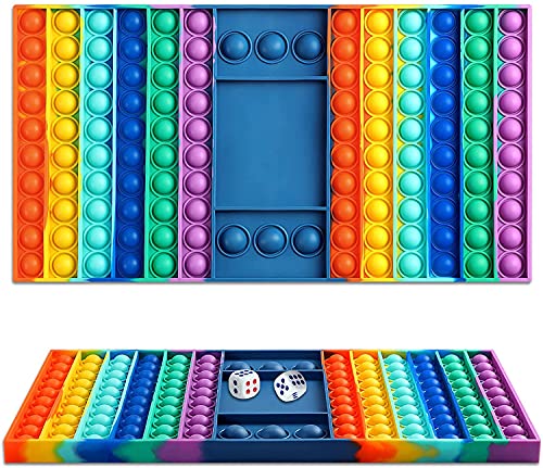 XNMOA Fidget Toy Pop Block Large Size Push Bubble Chess Board Squeeze Sensory Silicone Popper Game Stress Relief Rectangle Toys Anti-Anxiety Autism Special Needs Tools for Kids Adults
