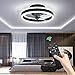 ZRYBH Ventilatore da soffitto con Luce, Ventilatore Reversibile da Incasso con Illuminazione per Soggiorno Camera da Letto, LED silenziosa dimmerabile Luce del Ventilatore (Black)