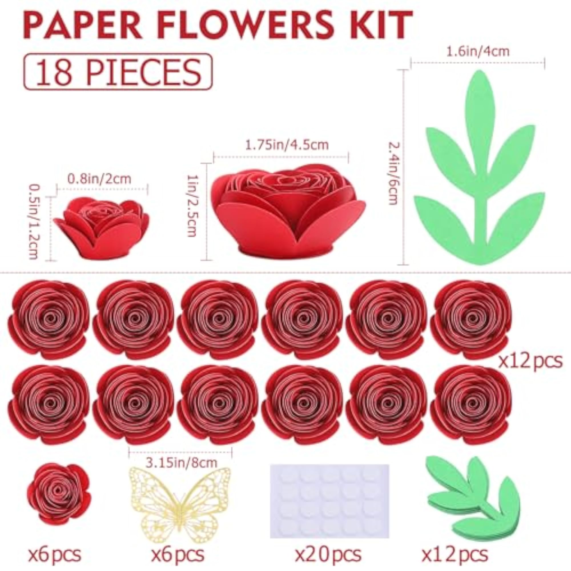 3D Small Paper Flowers Decorations, Birthday Cake Topper