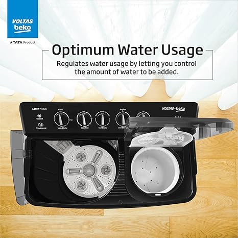 Image of Voltas Beko 9 kg Semi Automatic Top Load Washing Machine Black, Grey (WTT90UHA /OK5B1B1S26)