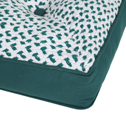 Image of Reversible 60x60x10 cm Peacock Woven Quilted Floor Cushion with Cotton Filler for Seating, Patio Seat, Meditation, Yoga, Pooja, Guests, Living Room, Bedroom, Large Size 24x24x4 Inch