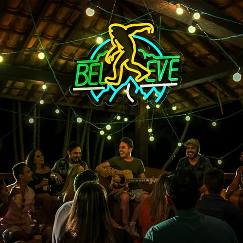 Image of Sasquatch Believe Neon Sign for Wall Decor, Bigfoot Neon Signs LED Lights for Kids Room Decor Bar Game Room Man Cave Gift, USB Powered