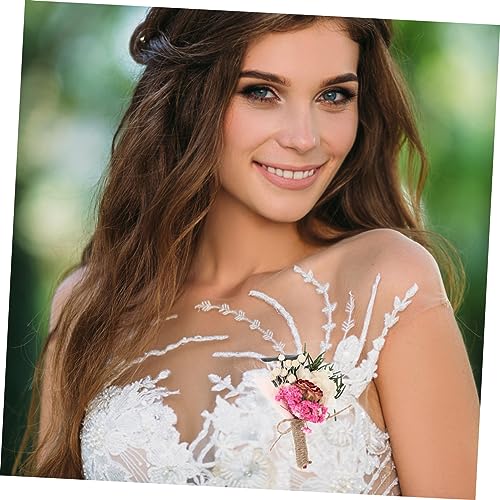 Boutonniere floral para novio de boda mini ramo seco miniatura 6