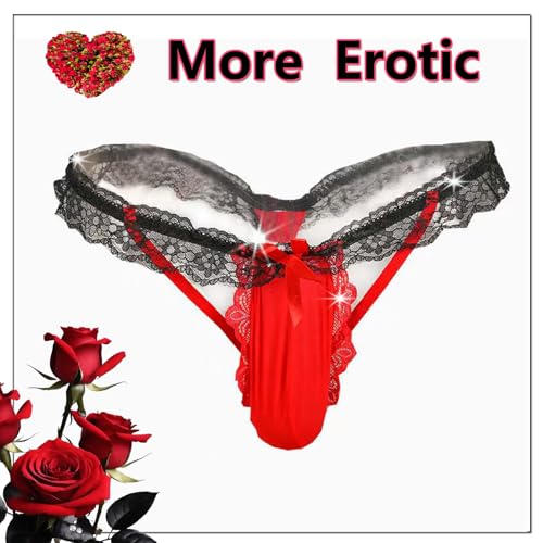 Men's Lace Sissy Thong Panties Sexy Low Rise T-back G-string Underwear Sheer Mesh Bikini Briefs Gay Lingerie Crossdresser2