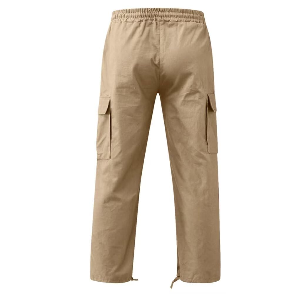 Hommes Pantalons Cargo Pantalon De Travail en Coton Casual Outdoor Pantalon Ranger Pantalon Cordon Élastique Ceinture