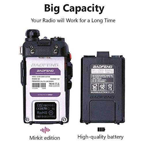 Baofeng Ham Radio UV-5RA 2020 5W 1800 mAh Li-ion Battery Mirkit Edition and Lanyard Mirkit Ham Radio Operator, Walkie Talkies Dual Band Two Way Radios