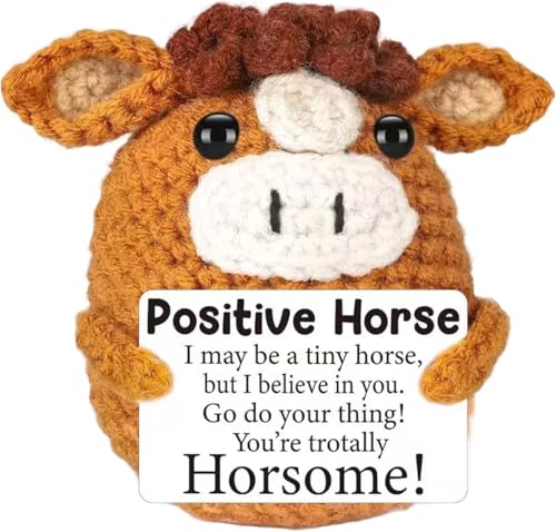 iuiiaii Horse Gifts for Women Creative Cute Horse Plush Emotional Support Gift for Women Men Christmas Positive Crochet Animals for Home Office Desk Decor Used by individuals aged 15 and above