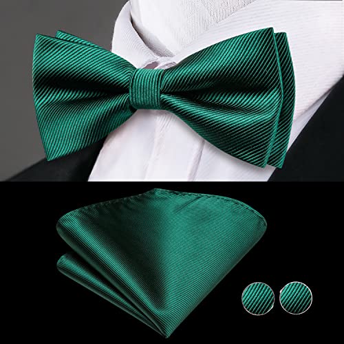 Image of Dubulle Mens Cummerbund and Bow Tie Set Paisley Floral Pretied Bowties for Men Pocket Square Cufflinks Wedding Business