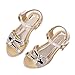 LSERVER Sommer-Neue Mädchen Sandalen Mode Helle Aufkleber Bohren Kinder Schuhe, Gold, 37