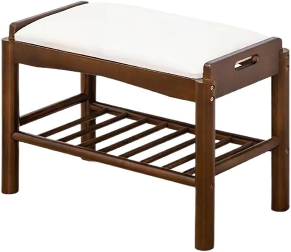 Banc à chaussures robuste avec assise rembourrée et double espace de rangement