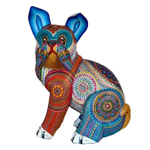 Exquisite Handmade Schnauzer Alebrije from Oaxaca | Authentic Zapotec Copal Wood Art | Vibrant Hand-Painted Sculpture