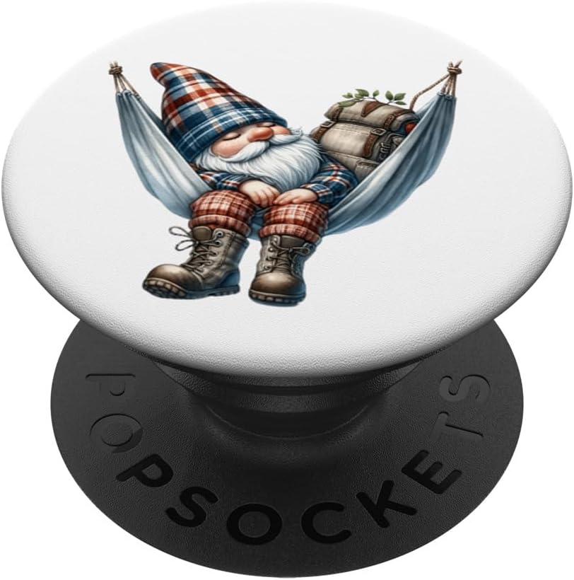 Camper Gnome Dad Life In Large Outdoor Hammock Funny Hiking PopSockets Standard PopGrip