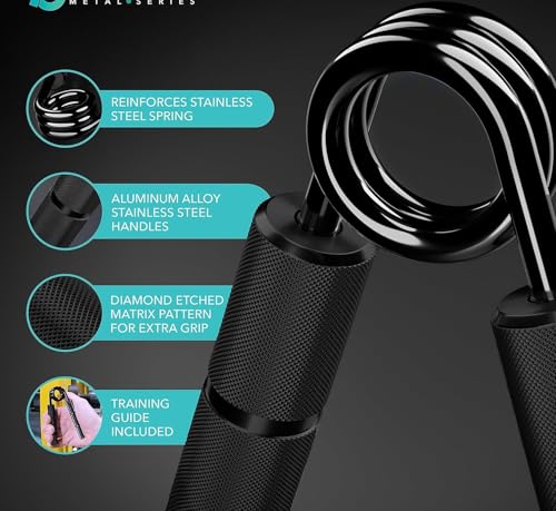Image of Anuash 150 lbs Metal Hand Grip Strengthener for Men & Women - Heavy Duty Forearm & Wrist Exerciser for Strength Training | Aluminum Grip Trainer for Muscle Building, Finger Exercise (Black)