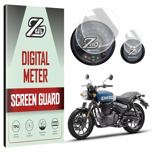 Image of ZEIR [2 PACK Screen Protector Compatible with ROYAL ENFIELD - TFT Digital Display Scratch Guard For Hunter350 | Instrument Console Bike Accessory [Not Tempered Glass] (Hunter [2Big+2Small])
