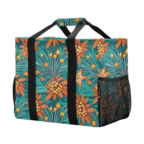 Tropical Leaf Summer Utility Bag For Trunk Foldable Beach Tote With Pockets Shopping Bags For Groceries with Handles Totes Bags For Car2