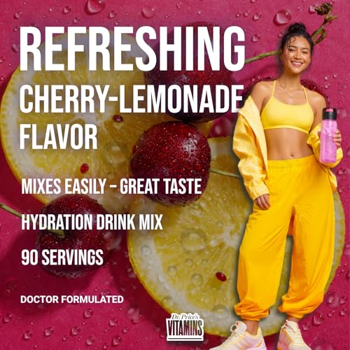 Image of Dr. Price's Vitamins Electrolytes Powder, Cherry Lemonade, 90 Servings | Sugar Free Hydration, Electrolyte Mix, Bulk Powder, Sodium, Potassium & 72+ Trace Minerals, Keto Friendly, Doctor Formulated