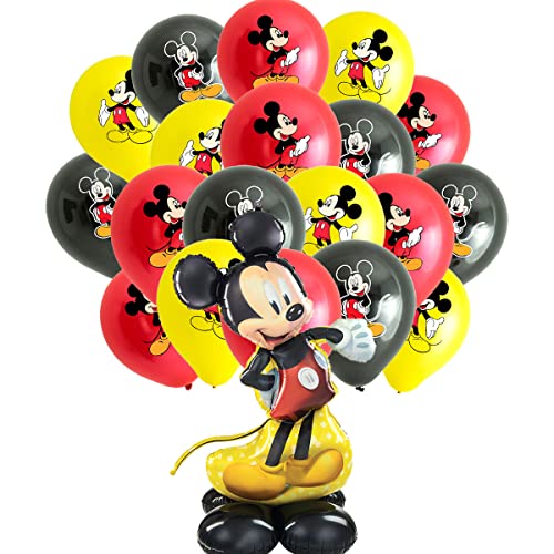 Décorations d'Anniversaire Mickey 21pcs Mickey Party Supplies Foil Balloons Mickey Balloons Décorations de Fête Mickey Ballon en Latex Convient à Mickey Thème Décoration Anniversaire