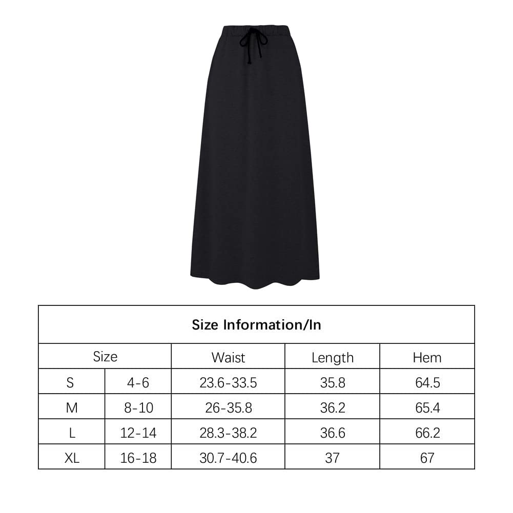 Ylingjun - Gonna da donna in jersey caldo foderato in caldo pile elastico in vita a una linea svasata invernale, nero, XX-Large