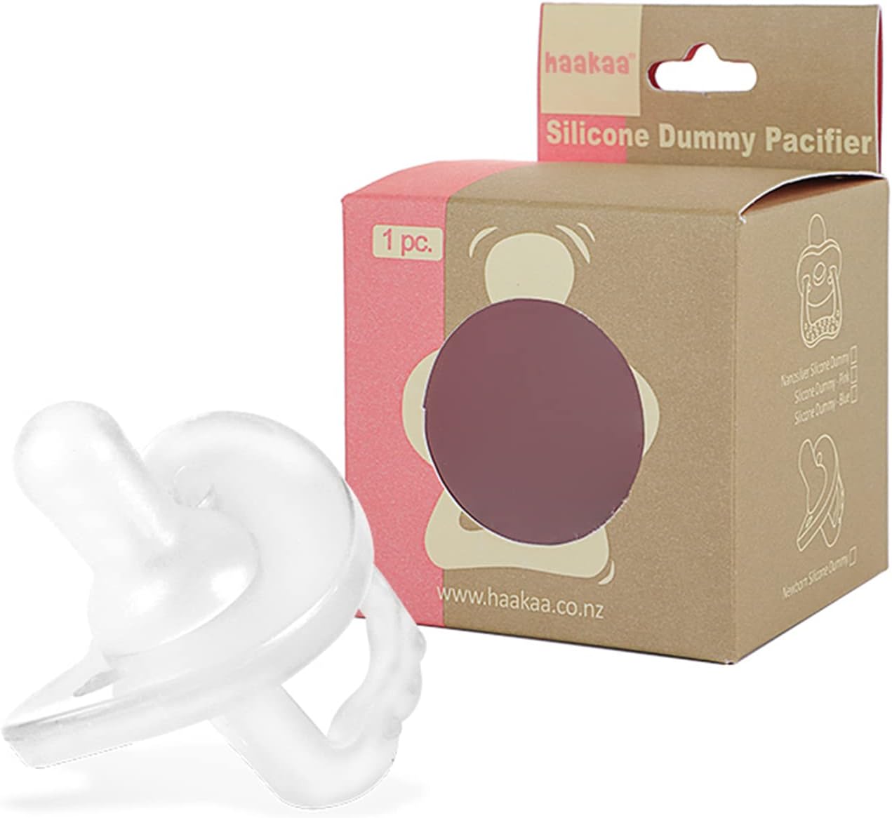 haakaa Baby Pacifier 0-3 Months, Newborn Silicone Soothie Pacifier, BPA-Free Round Infant Pacifier, Newborn Essentials 1PCS, Clear