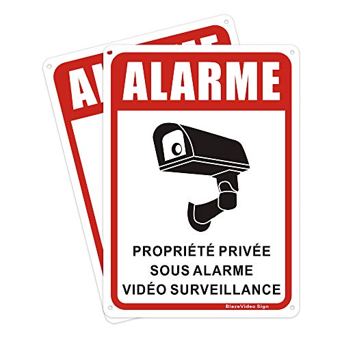 BlazeVideo 2X Panneau Propriété Privée sous Surveillance Vidéo accès Interdit, Aluminium - 180 * 250 mm … Cover