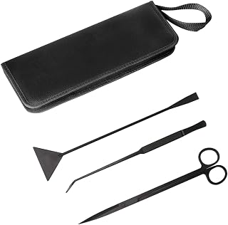 Kits de acuario Aquascape 3 en 1, pinzas de acero inoxidable, tijeras, espátula, herramienta de limpieza de acuario, herramienta de acuario, herramienta de acuario, tanque de pecera, color negro