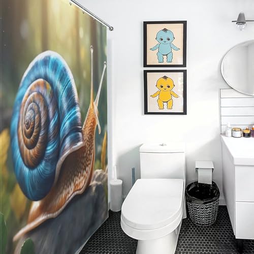 Rideau de douche escargots en polyester imperméable 140x183cm