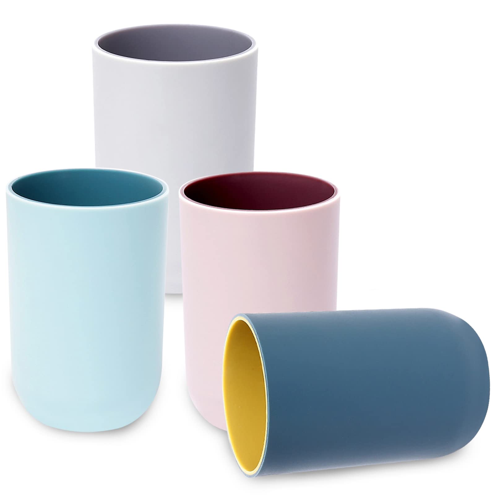 MAIJIAJU 4 Stück Zahnputzbecher Set, Wiederverwendbar Plastikbecher