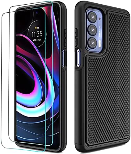 NTZW for Motorola Edge 2021 / Motorola Edge 5G UW Case: Heavy Duty Shockproof Protective Phone Case - Anti-Slip Textured Hard Cover + Soft Silicone Rubber Bumper, Military Armor Case - Black