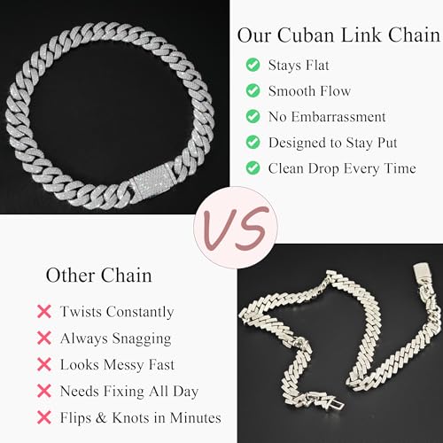 18-22MM Moissanite Cuban Link Chain for Men-925 Sterling Silver Miami Cuban Necklace,Luxury Iced Out Bling Cuban Link Chain for Women, Lab Created Diamond Necklace for Rapper Hip Hop Jewelry4