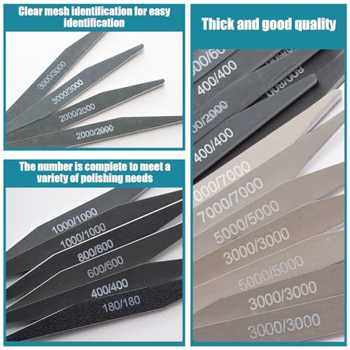 Honoson 40 Pcs Polishing Sticks Sanding Sticks for Plastic Models Metal Wood Buffing Sanding Tools Sandpaper Polishing Accessories Mini Finger Sander(Double Angle Shape)