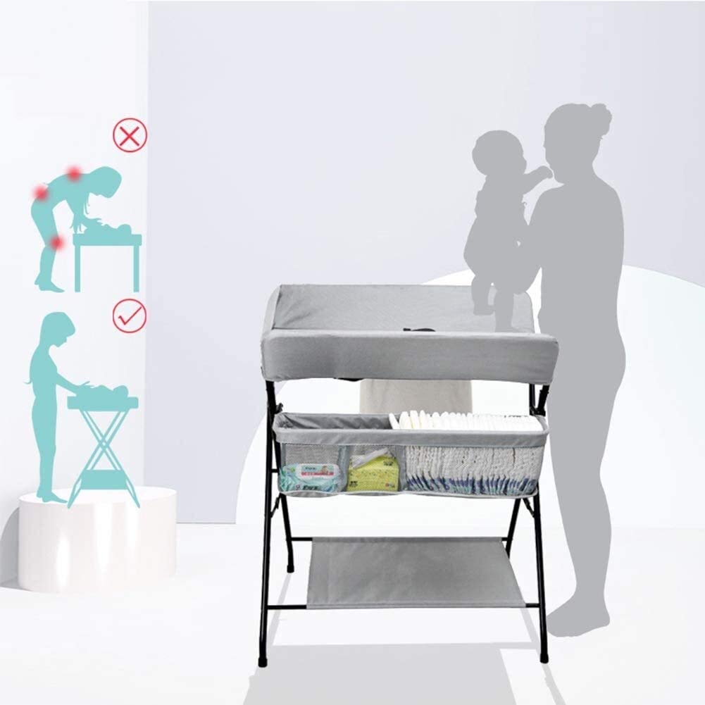 Fasciatoio Pieghevole Fasciatoio Fasciatoio Stazione per Pannolini per Piccoli spazi con contenitore, Comò per Stazione di Massaggio per Neonati Stile Gamba Incrociata per Neonati (Colore : Dark Gre
