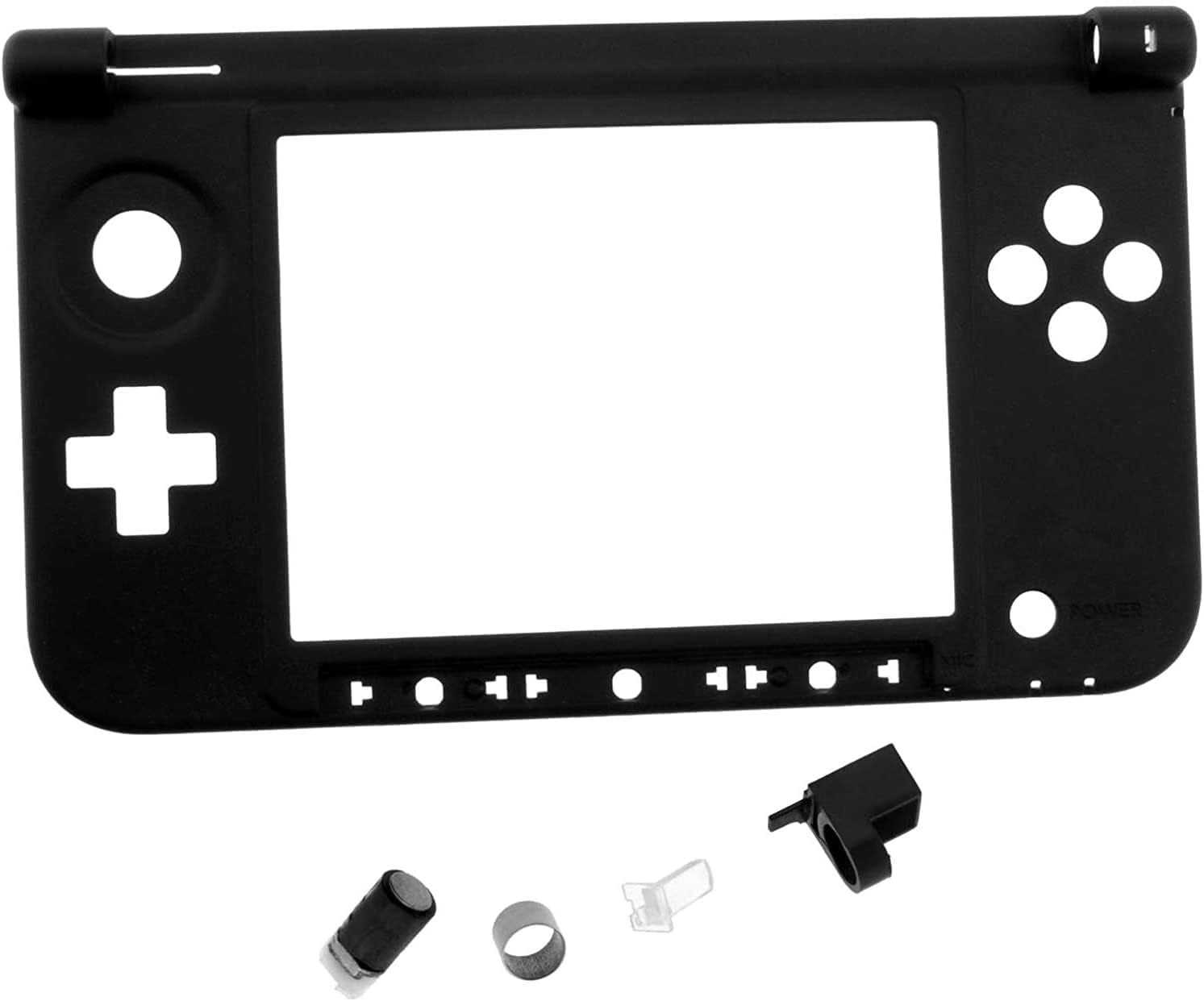Replacement Middle Plastic Frame Shell Housing Bottom Case Cover with Hinge Barrel Hinge Lock Locker LED Diffuser for 3DS XL LL Console