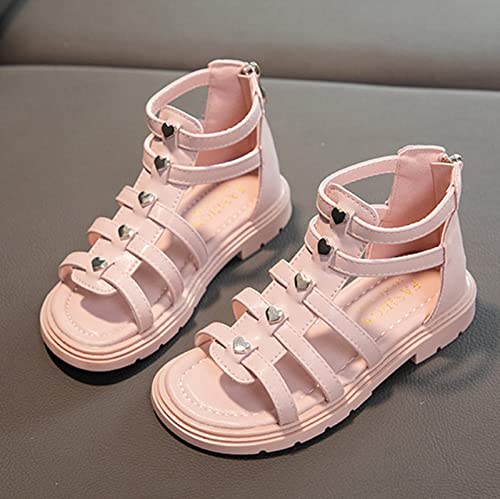Girls Gladiators Sandals Open Toe Cute Flat Dress Sandals Summer Outdoor Beach Shoes Toddler/Little (Pink, 2.5 Big Kids)3