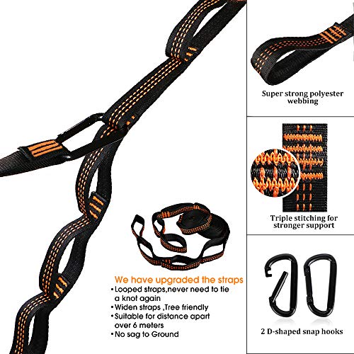 NATUREFUN Ultralight Travel Camping Hammock | 300 kg load capacity, (275 x 140 cm) parachute nylon | 2 x Premium carabiner, 2 x nylon slings included | For outdoor indoor garden use - Image 5
