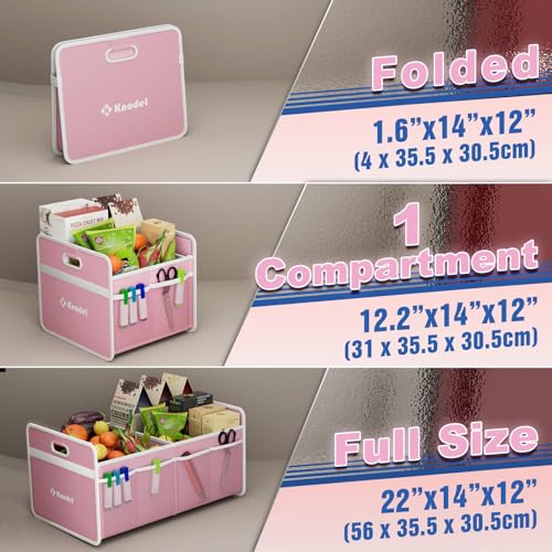 Image of K KNODEL Foldable Trunk Storage Organizer for Car and Suv (Medium, Pink) | Collapsible Car Storage Organizer, Car Organizers and Storage for Sedan, Cargo Organizer, Car Bin, Basket,Bag, Organization