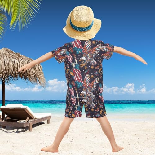 Image of visesunny Boy Floral Short Sleeve Button Down Shirt & Casual Shorts Set Summer Outfits 3-10 Years Clothes