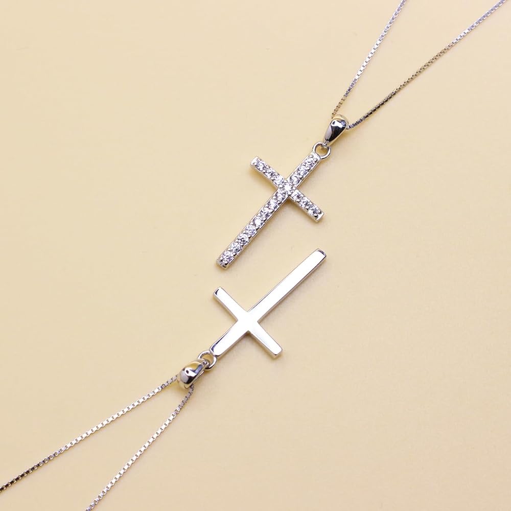 n048e【十字架✧】 クロスネックレス　シルバー　高品質　上品　シンプル 華奢 Amazon | TAMA クロス ネックレス レディース 上質ジルコニア