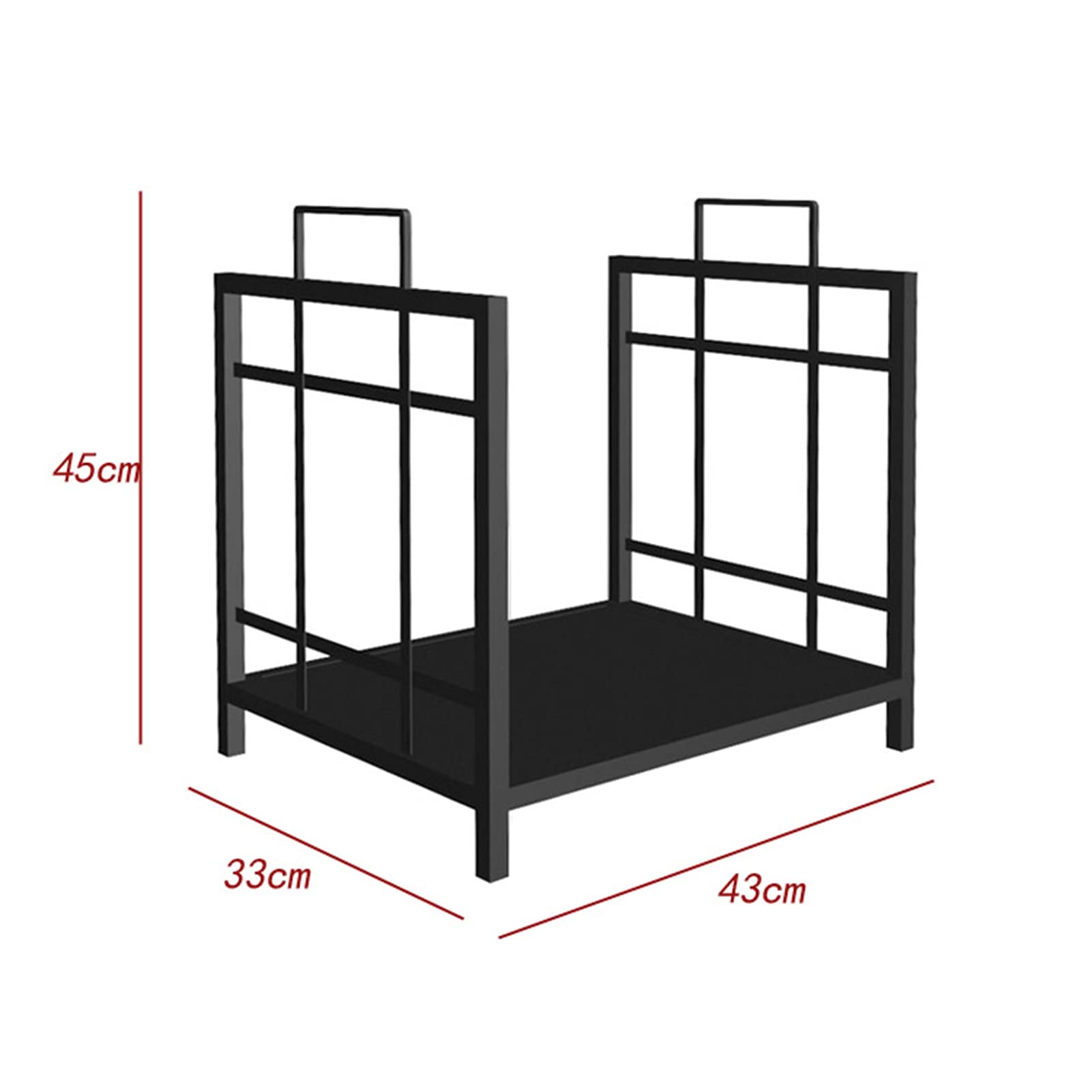 Culle portalegna Impilatore per Legna da Ardere Autoportante 43x33x45cm, Rack di Ventilazione per Legna da Ardere in Ferro Battuto, Abbinato allo Schermo del Camino, Facile da Montare