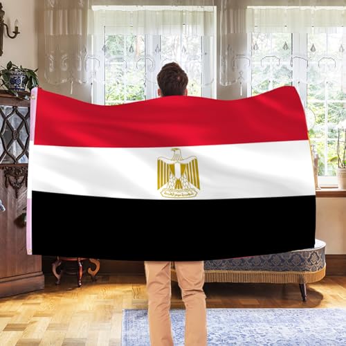 Image of Ahfulife Egypt Flag 3x5 Ft, 1 Pc Large Egyptian National Flags for Outdoor Indoor, Double Sided with Brass Eyelets for World Cup, Party, Garden, Bar, Street Decor