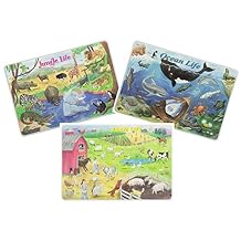 Painless Learning Educational Placemats For Kids Jungle Life Ocean Life And Farm Life Set of 3 Non Slip Washable