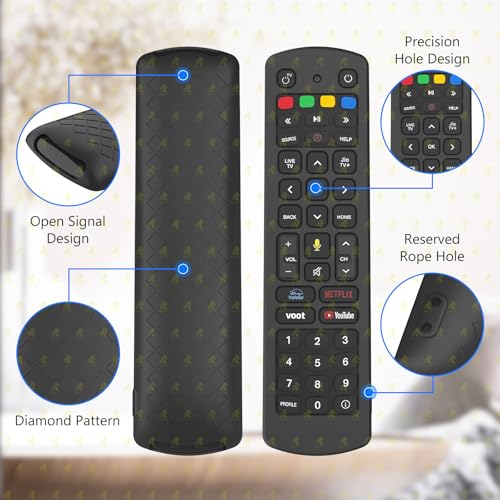 Image of RAYA Silicone Cover Compatible with Jio Tv Set Top Box Remote Protective Case with Lanyard [ Remote NOT Included ] (Black)