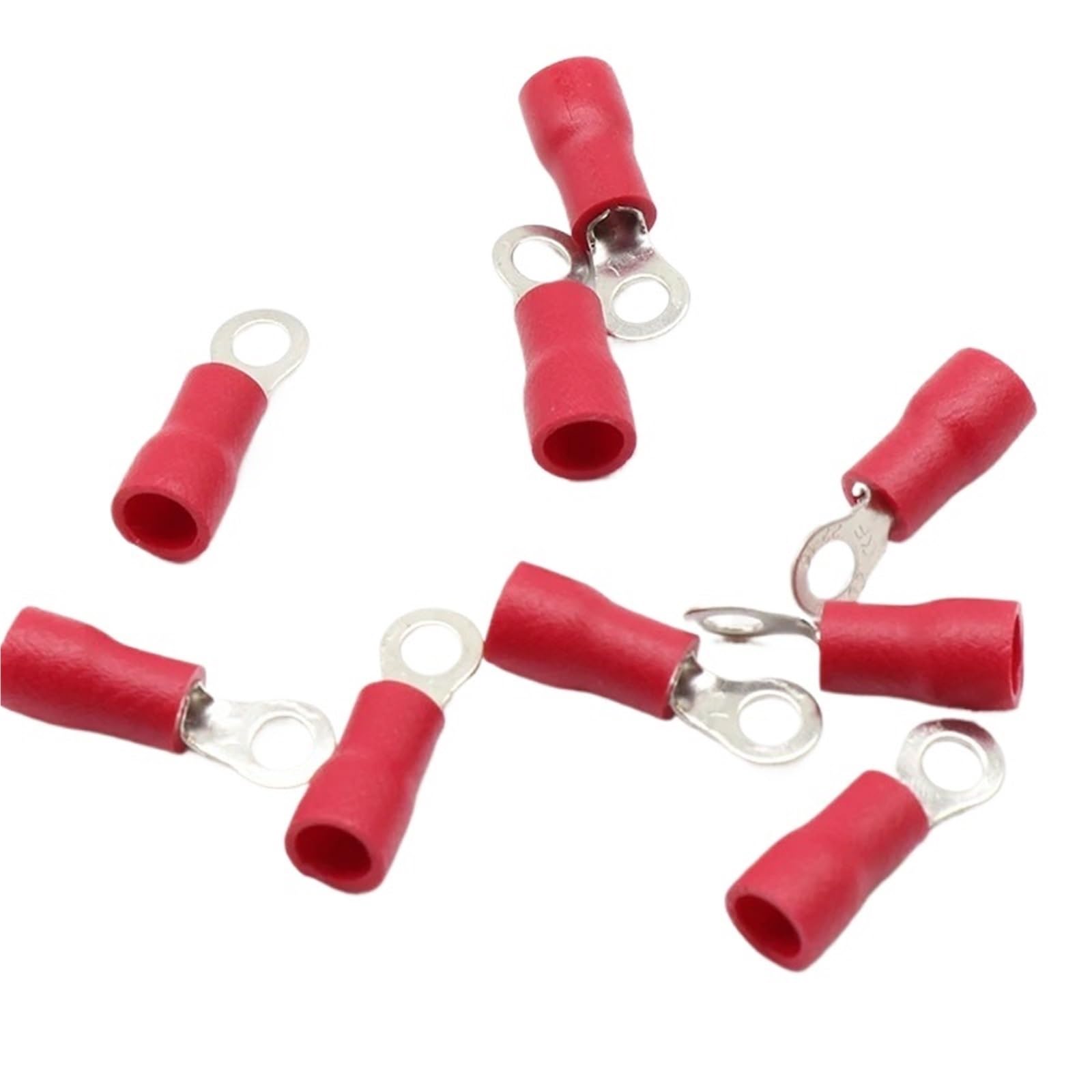 Baynopurin One Color Round Insulated Crimp Terminals 100Pcs Rv1.25 3 Red Insulated Ring Electrical Crimp Cable Connector