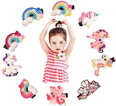 Lot De 6 Barrettes à Cheveux Licorne Pour Filles - En Métal Et Résine, Brillantes, Pour Tous Les âges