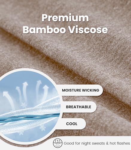 Image of NACHILA Nightgowns for Women-Viscose Made from Bamboo, Short Sleeve Nightshirts Cool Sleep Dress Long Sleep Shirt