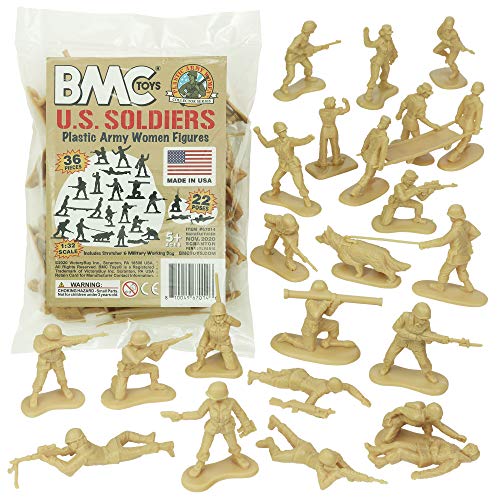 BMC Plastic Army Women - 36pc Tan Female Soldier Figures - Made in USA
