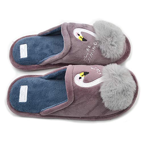 Women's swan Animal Embroidered Flamingos Memory Foam Warm Slippers Indoor Outdoor4