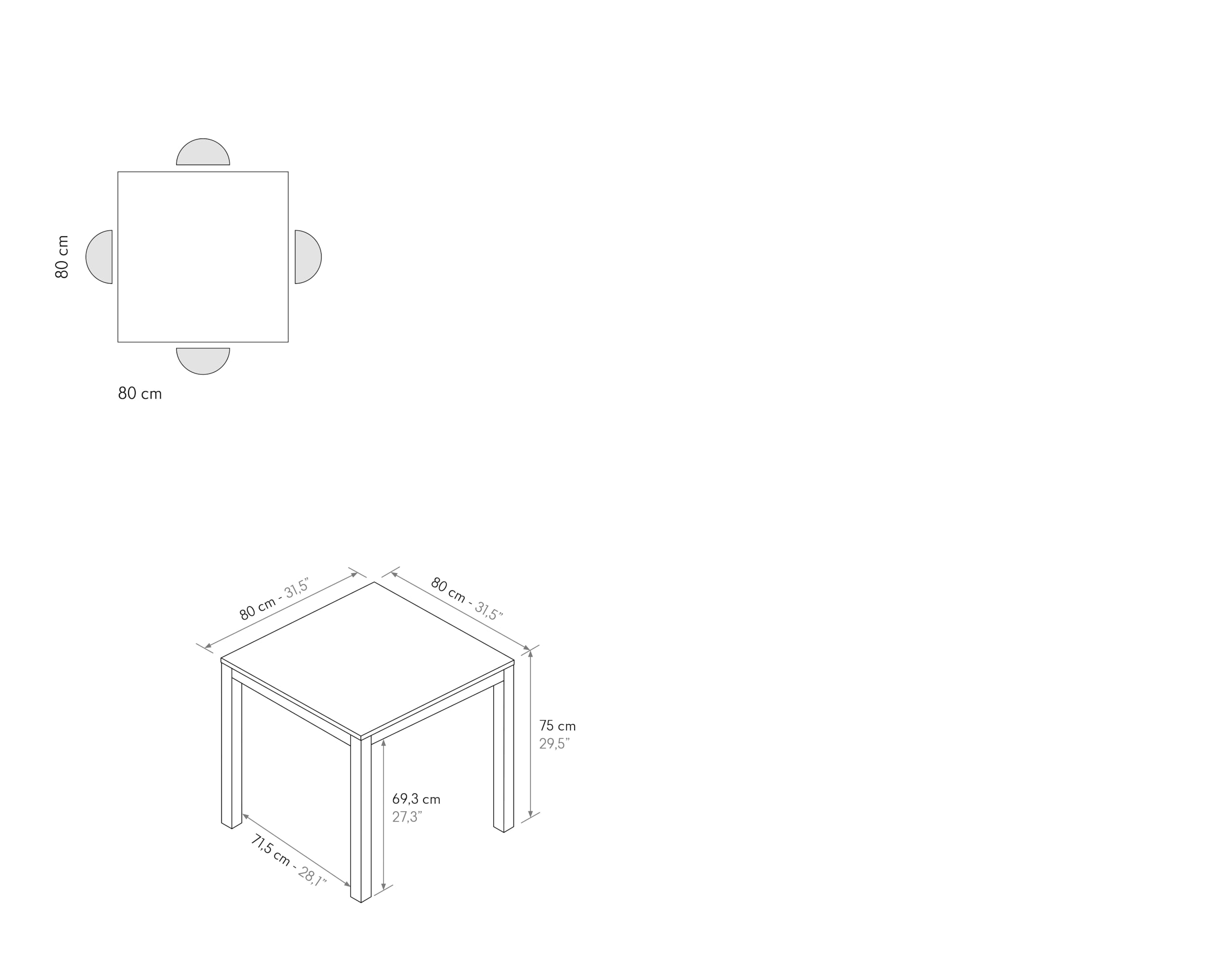 PAZZO DESIGN Fester Tisch Tobia, Bartisch, Restauranttisch, 80 x 80 x 75 cm, rustikale Eiche, weiße Basis - id_2108
